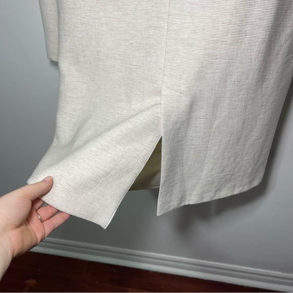 Zara women's cream double breasted above knee ribbed crinkle blazer in size S - Picture 8 of 8